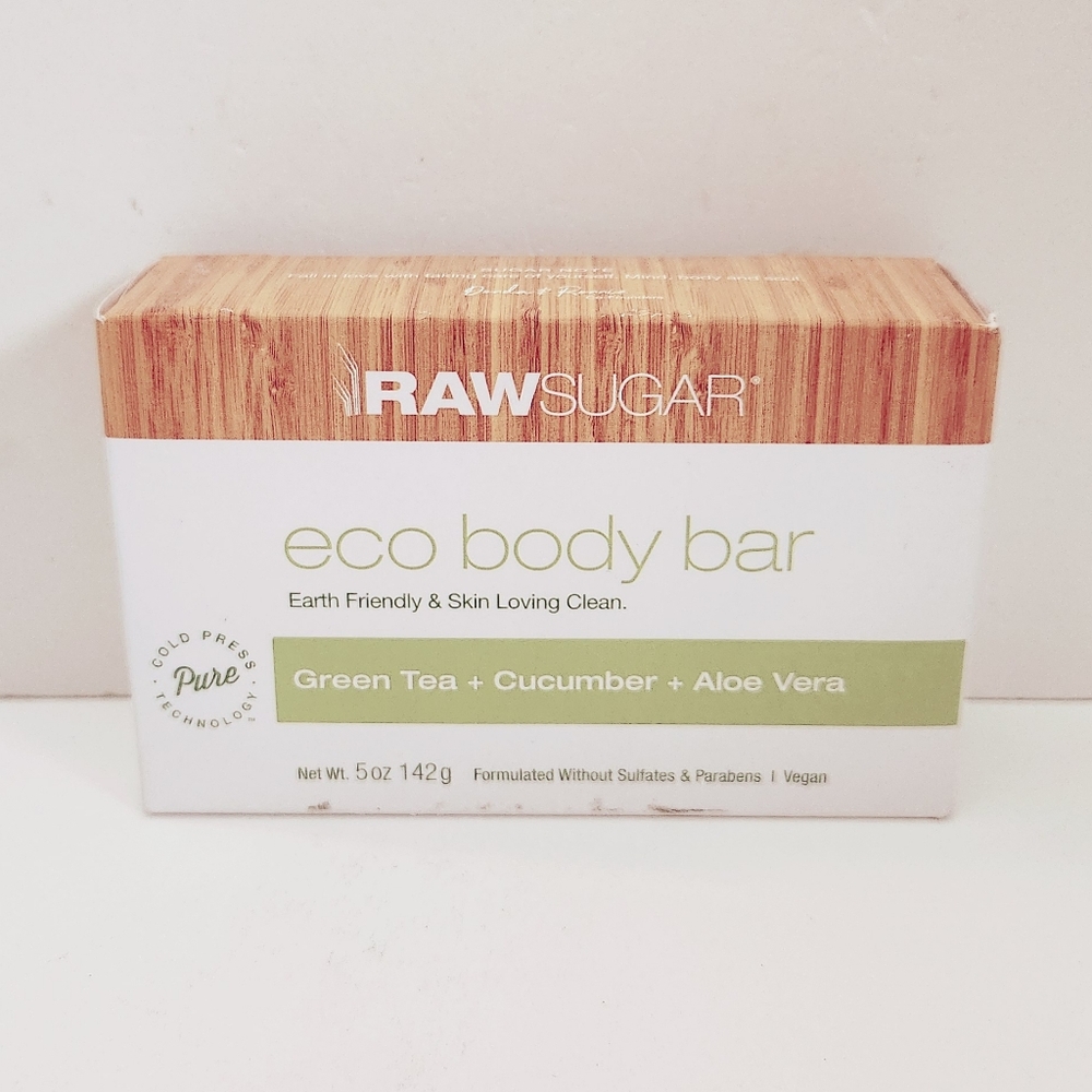 ⭐4/$15 Raw Sugar Eco Bar Soap Green Tea + Cucumber + Aloe Vera
